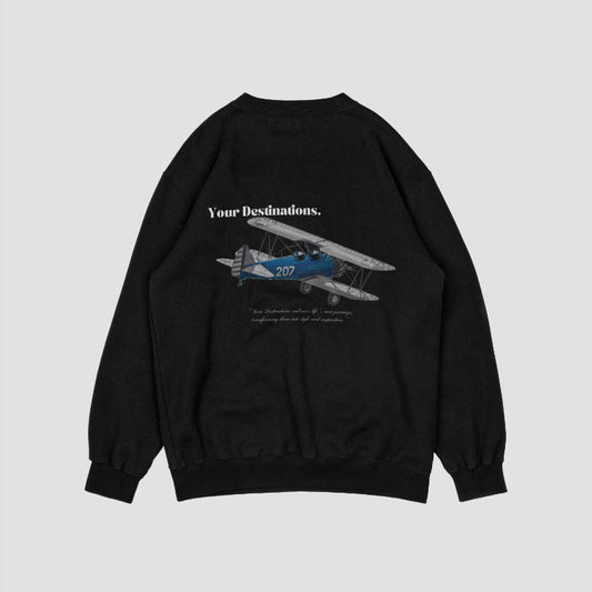 SWEATER YD, VLIEGTUIG ZWART.